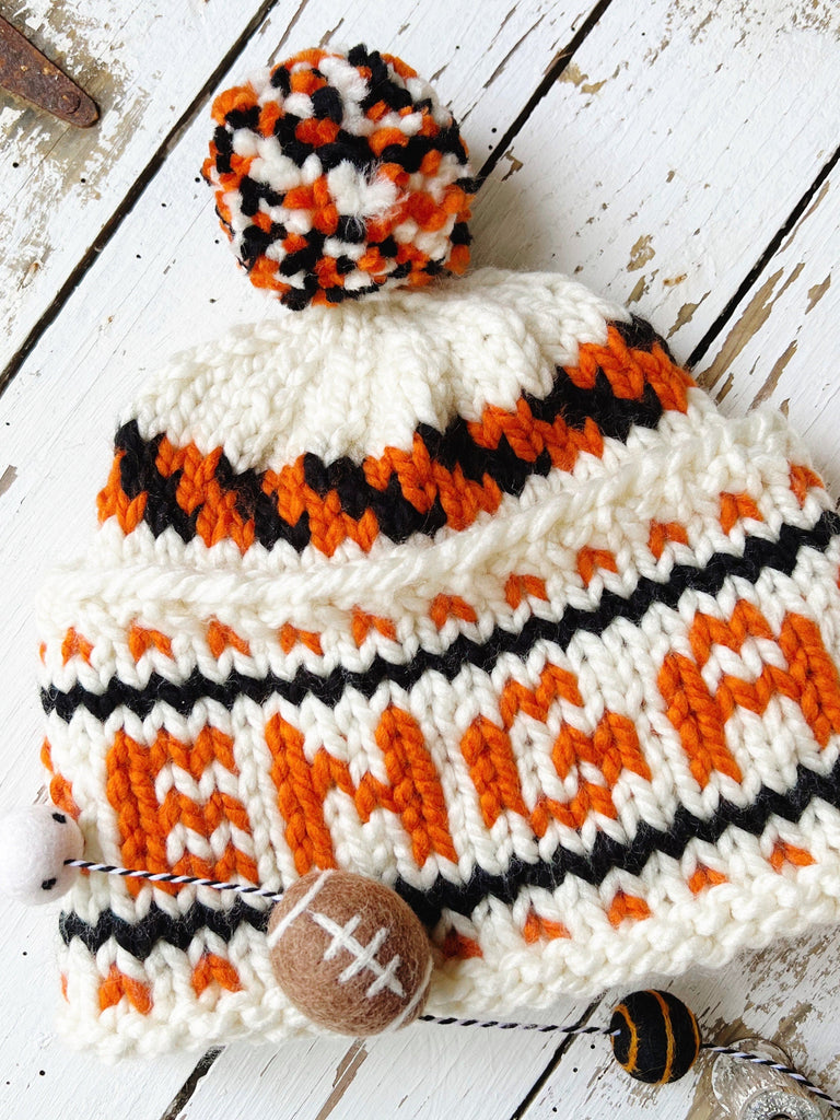 Cincinnati Football Hand Knit Hat Chunky Winter Beanie