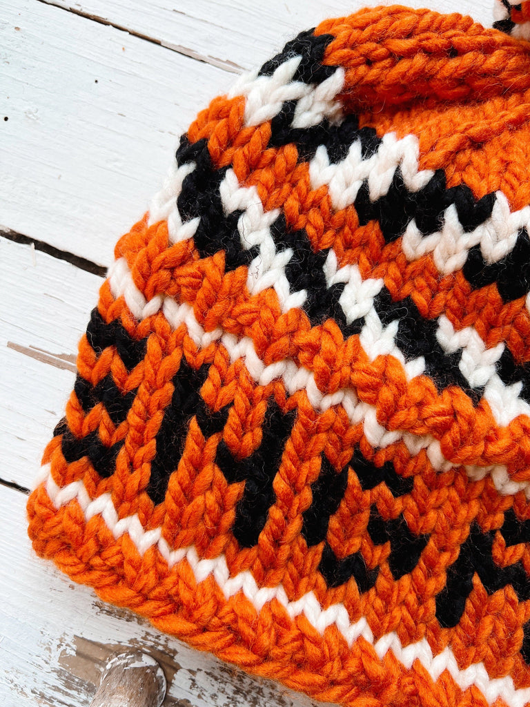 Cincinnati Knit Tiger Chunky Hat - Ready To Ship 