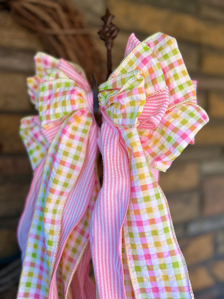 Oversized Bows - Large Plaid Easter Bow 