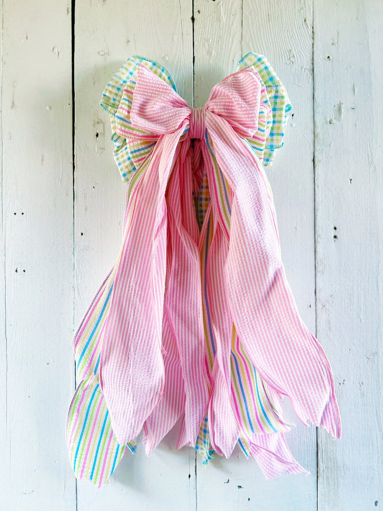 Pink Bow - Perfect For Wreaths Home Decor  Front Doors