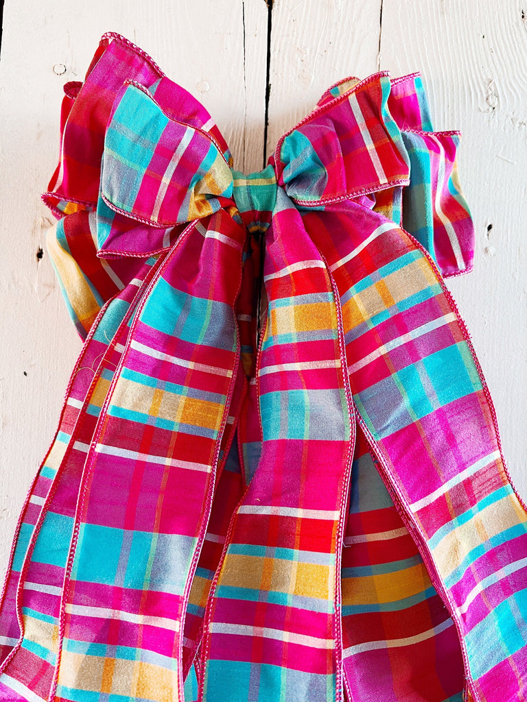 Pink Wreath Bows - Oversized Plaid For Front Door