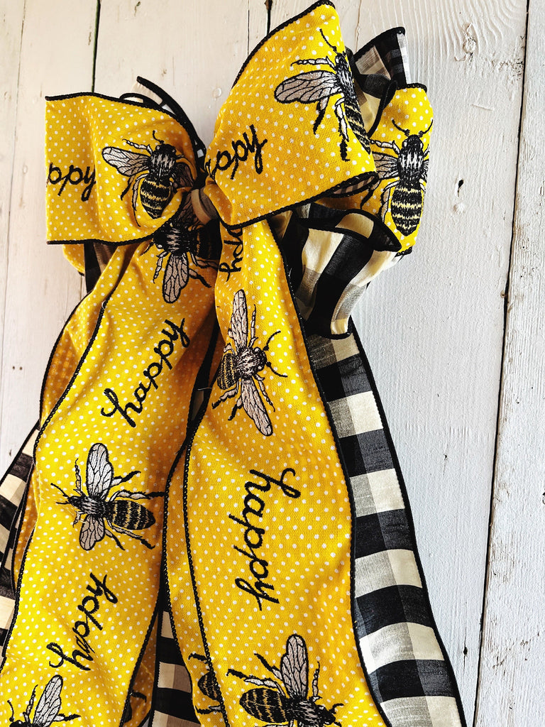 Oversized Bows - Bee Polka Dot Bow 