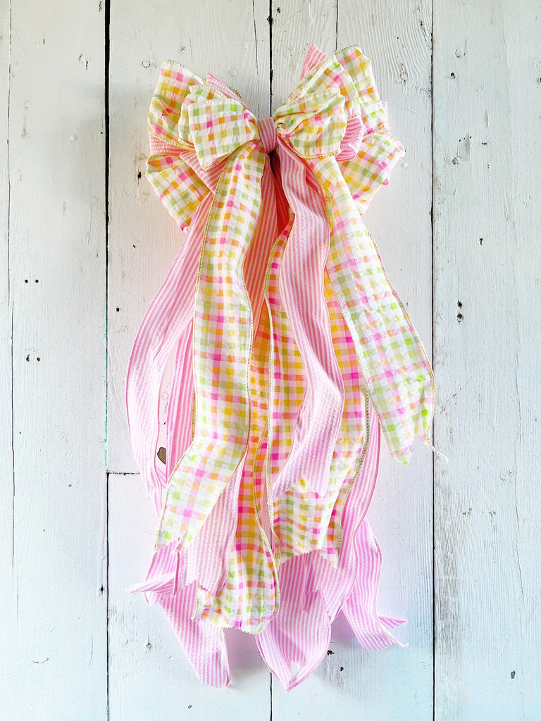 Oversized Bows - Pink Plaid Easter Bows