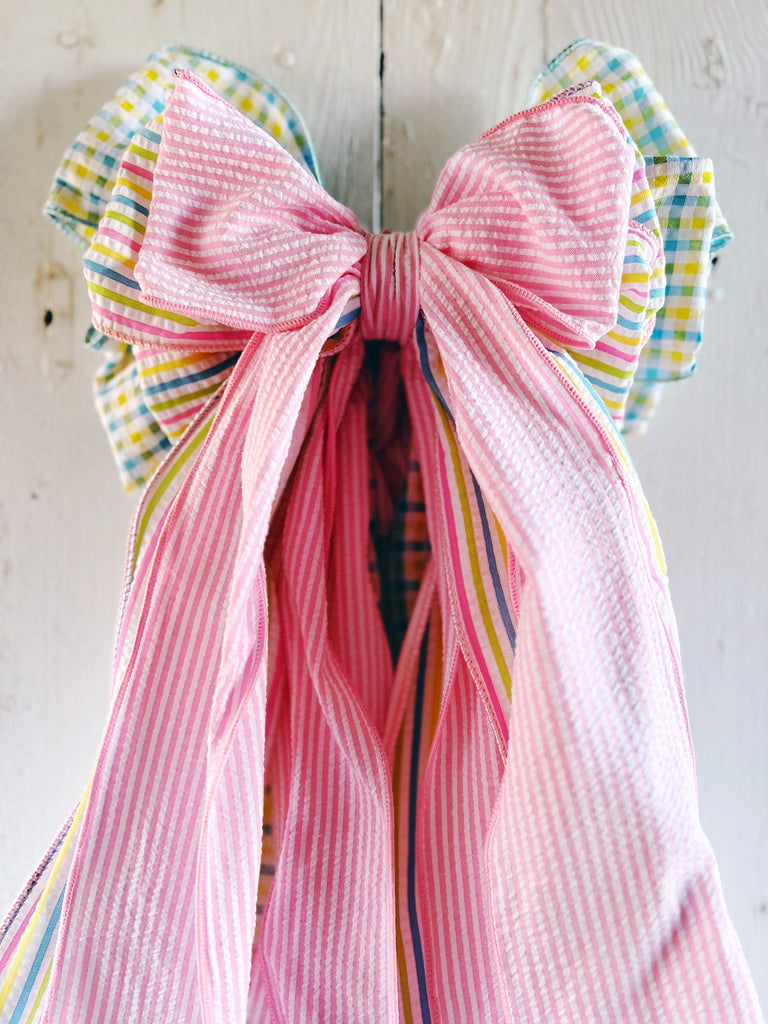 Oversized Bows for wreaths - pink plaid bows