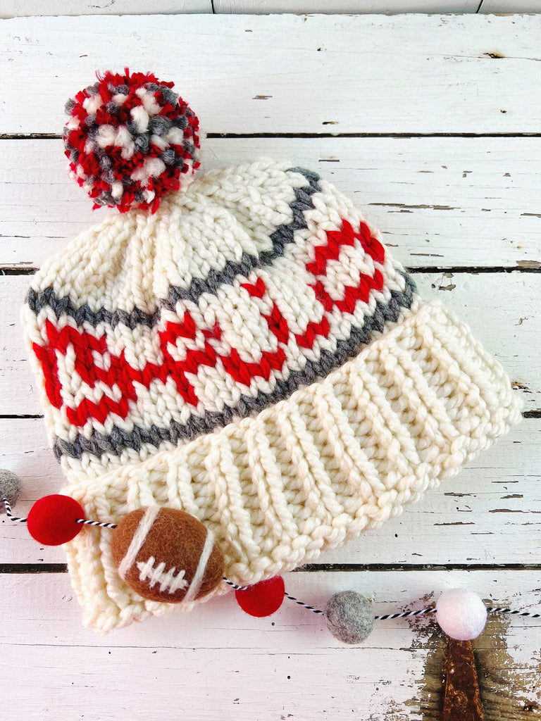 Ohio State - Custom Pom Pom Hats - Chunky Knit Hat