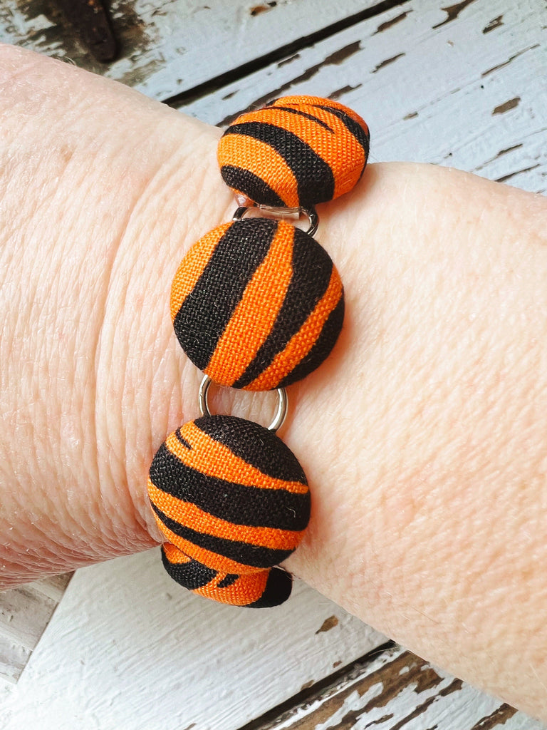 Handmade Tiger Stripes Chunky Silver Link Bracelet For Her