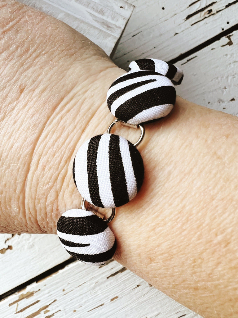 Handmade Tiger Stripes Chunky Silver Link Bracelet For Her