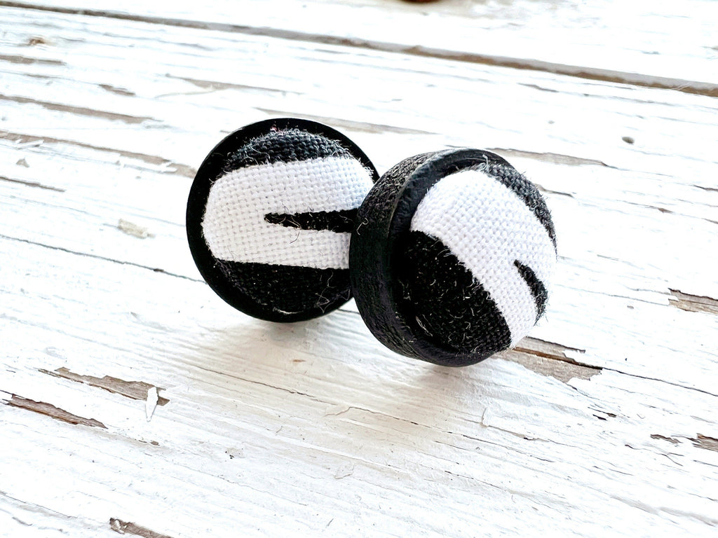 White Tiger Stripe Stud Earrings - Football Jewelry