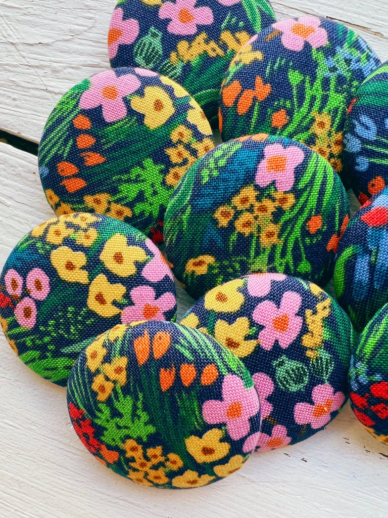 Handcrafted Blue Boho Flower Buttons