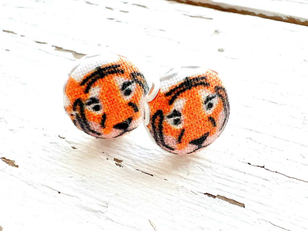 Cincinnati Football Tiger Scallop Stud Earrings