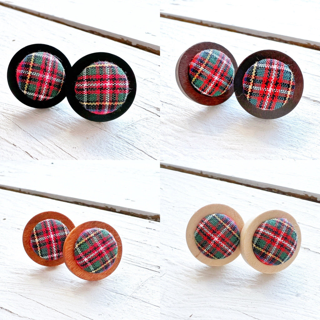 Earring Studs - Plaid Tartan Design Gift For Her