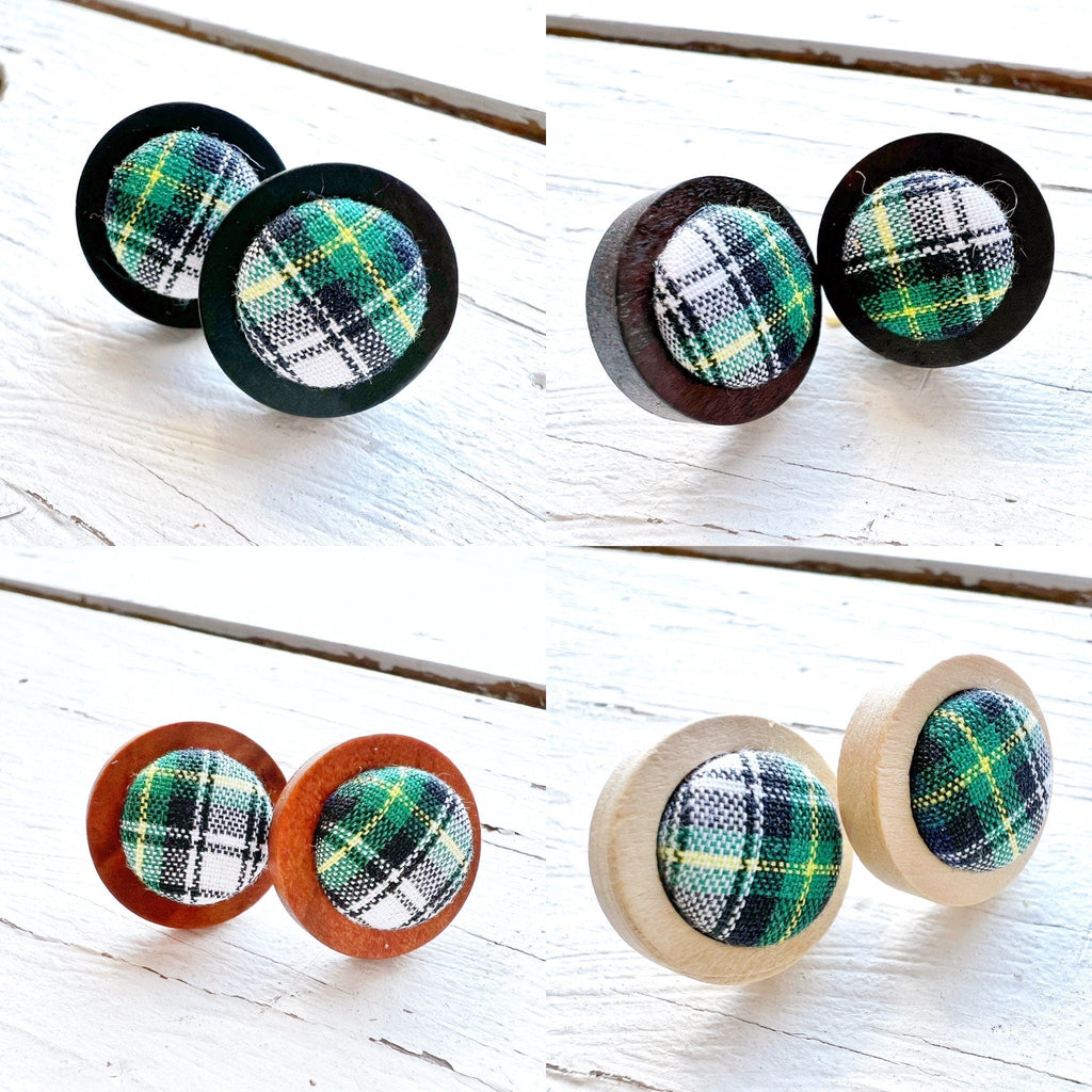 Wooden Bezel Plaid Tiny Set Gift For Her