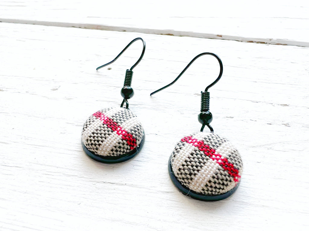 Chic Dangle Earrings With Checkered Detail - Gift For Her