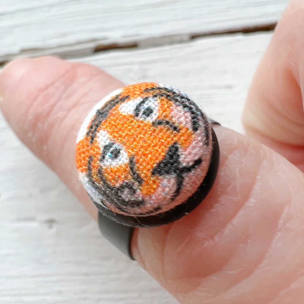 Adjustable Tiger Football Ring - Orange Black Jewelry 