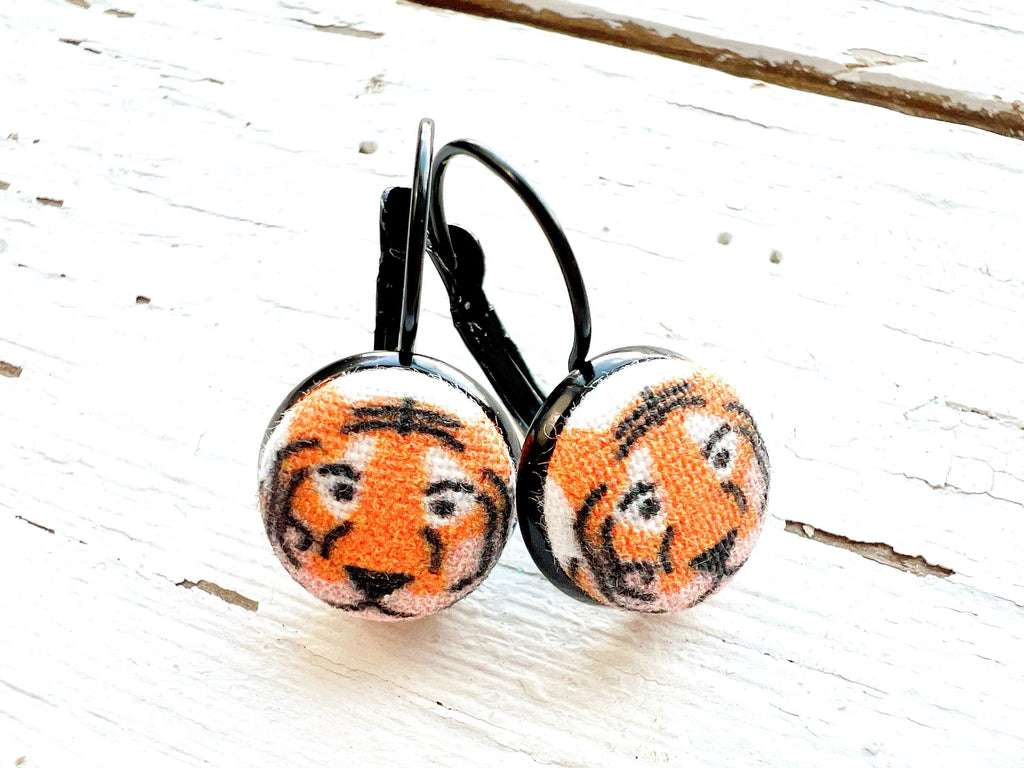 Bengal Tiger Football Lever Back Earrings 