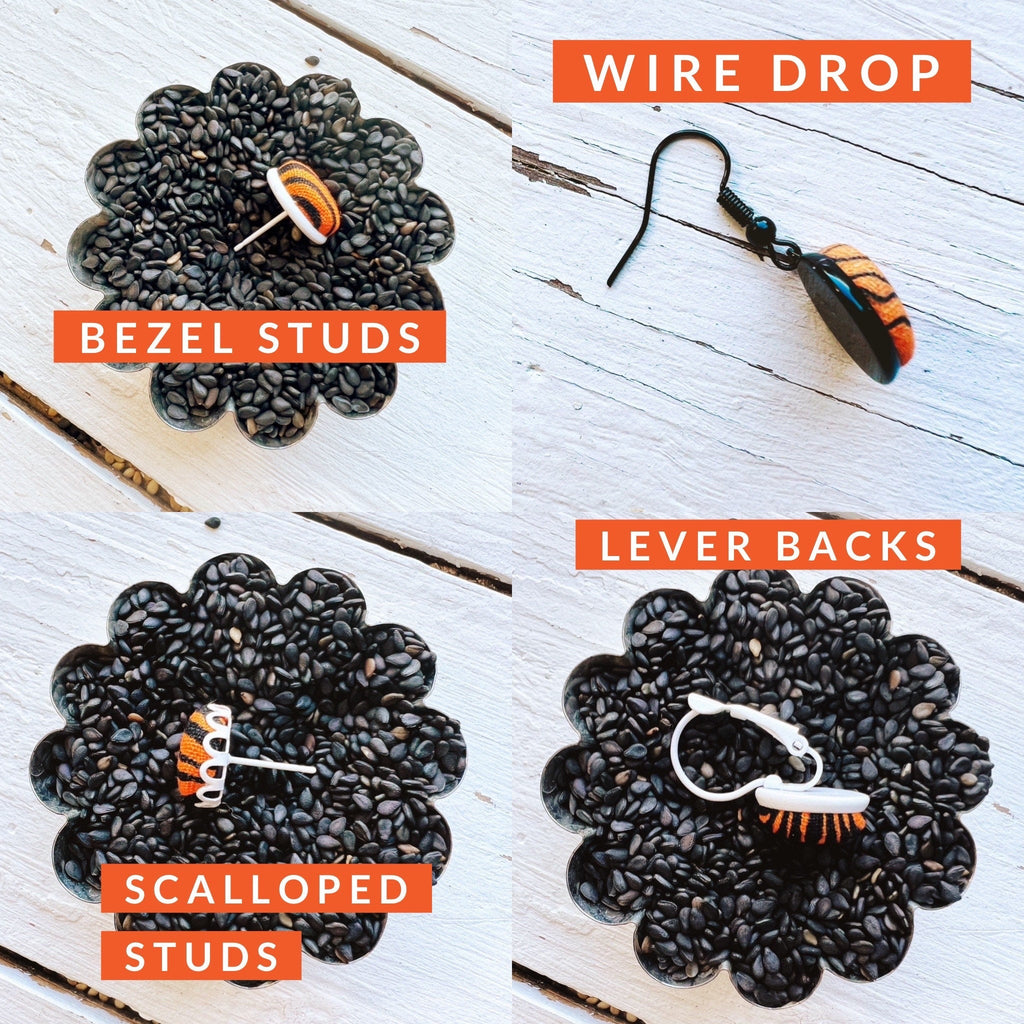 Bengals Jewelry - Tiny Post - Orange Black 