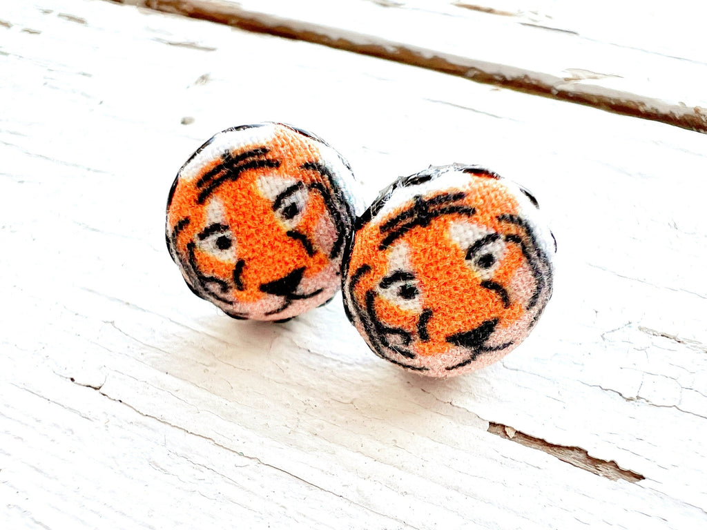 Cincy Football Tiger Scallop Stud Earrings 