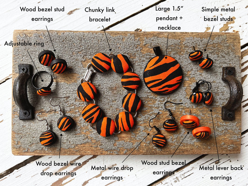 Animal Print Jewelry Collection - Orange & Black Stripes