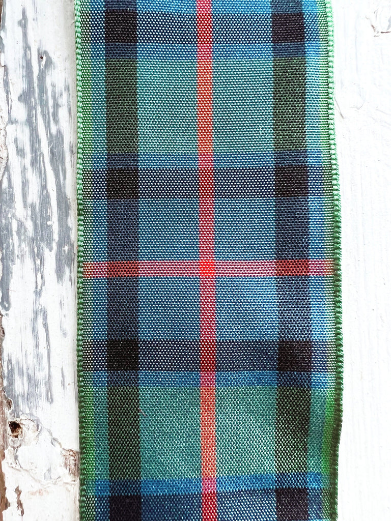 Scottish Tartan Ribbon - Blue Green Plaid Ribbon 