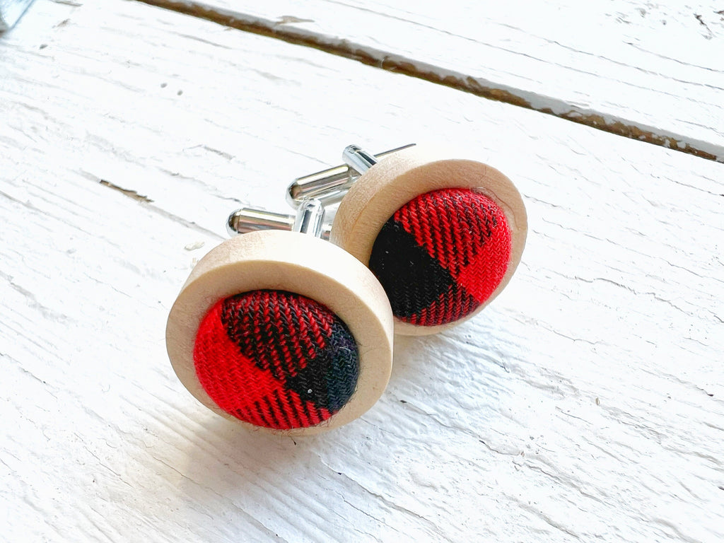 Cufflinks - Buffalo Plaid Tartan Cufflinks Gift For Men 