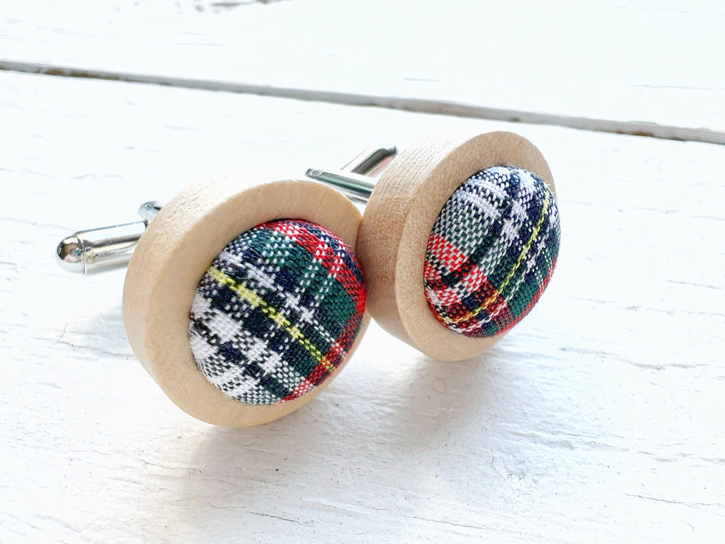 Mens Dress Stewart Tartan Plaid Cufflinks