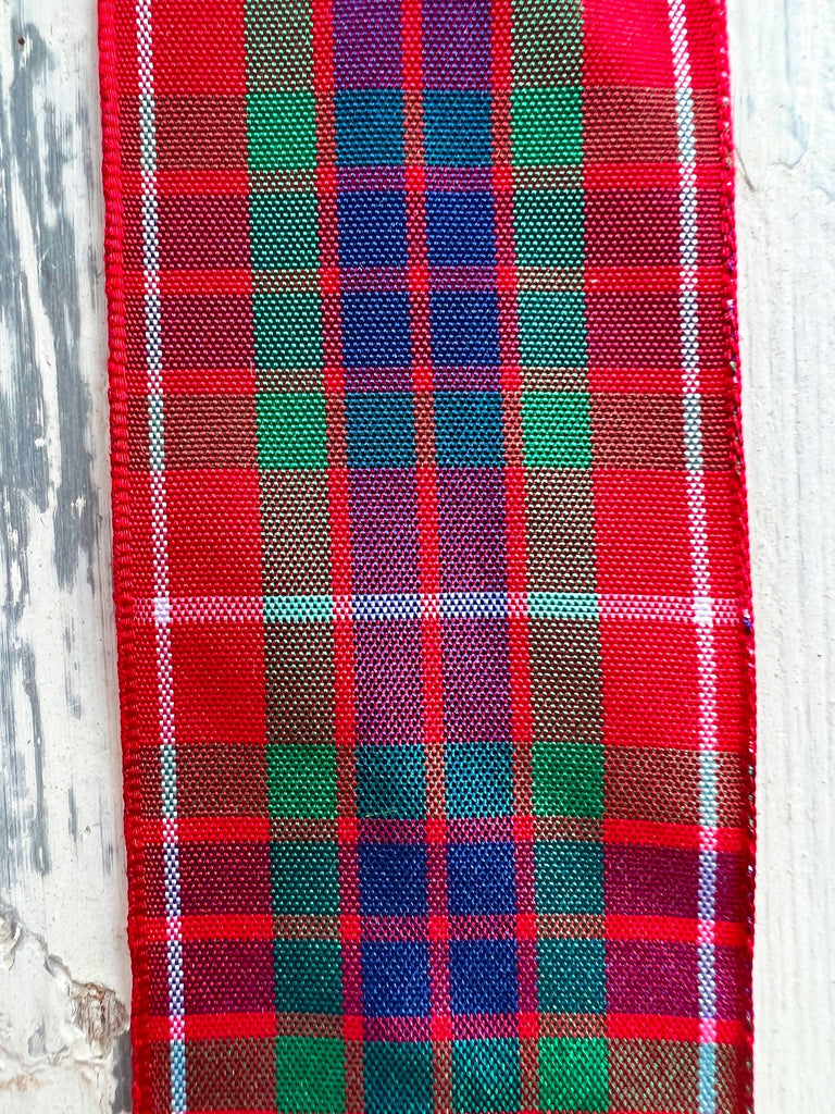 Scottish Tartan Ribbon - Red Plaid Craft Ribbon 