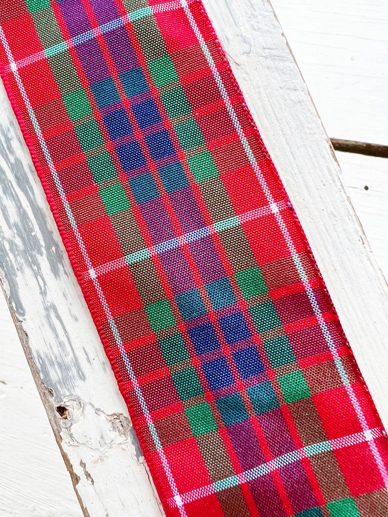 5 Yds Frazer Tartan Ribbon - Red Plaid Craft Ribbon 