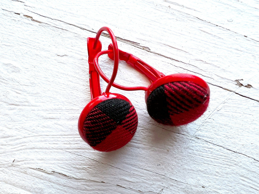 Lever Back Earrings - Buffalo Plaid Dangle Earrings For Her