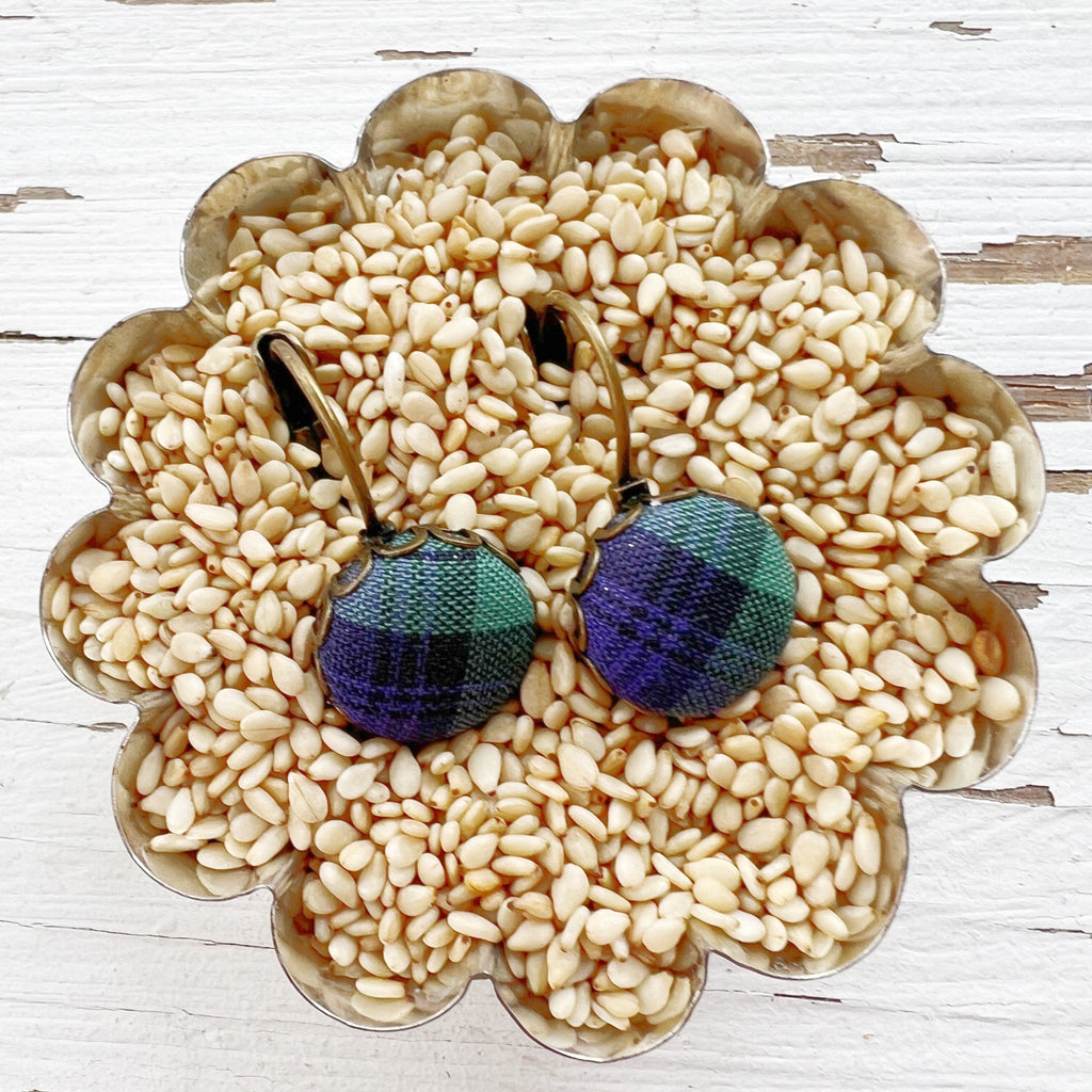 Lever Back Earrings - Tartan Plaid 