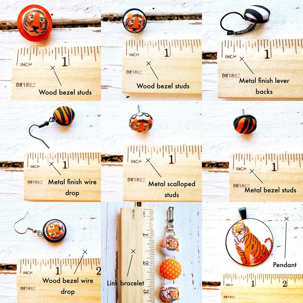 Tiger Drop Earrings  Orange Black Dangle Jewelry 