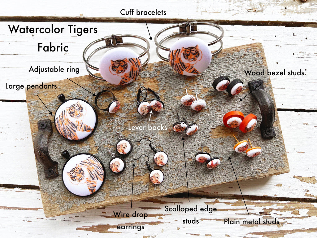 Watercolor Bengal Tiger Jewelry Collection 