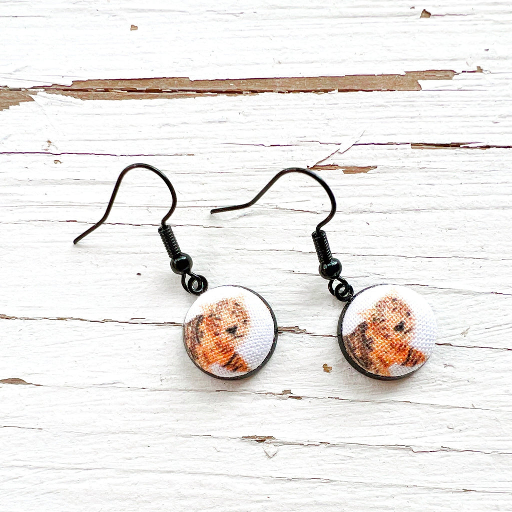 Bengals Jewelry - Football Watercolor Tiger Drop Earrings 