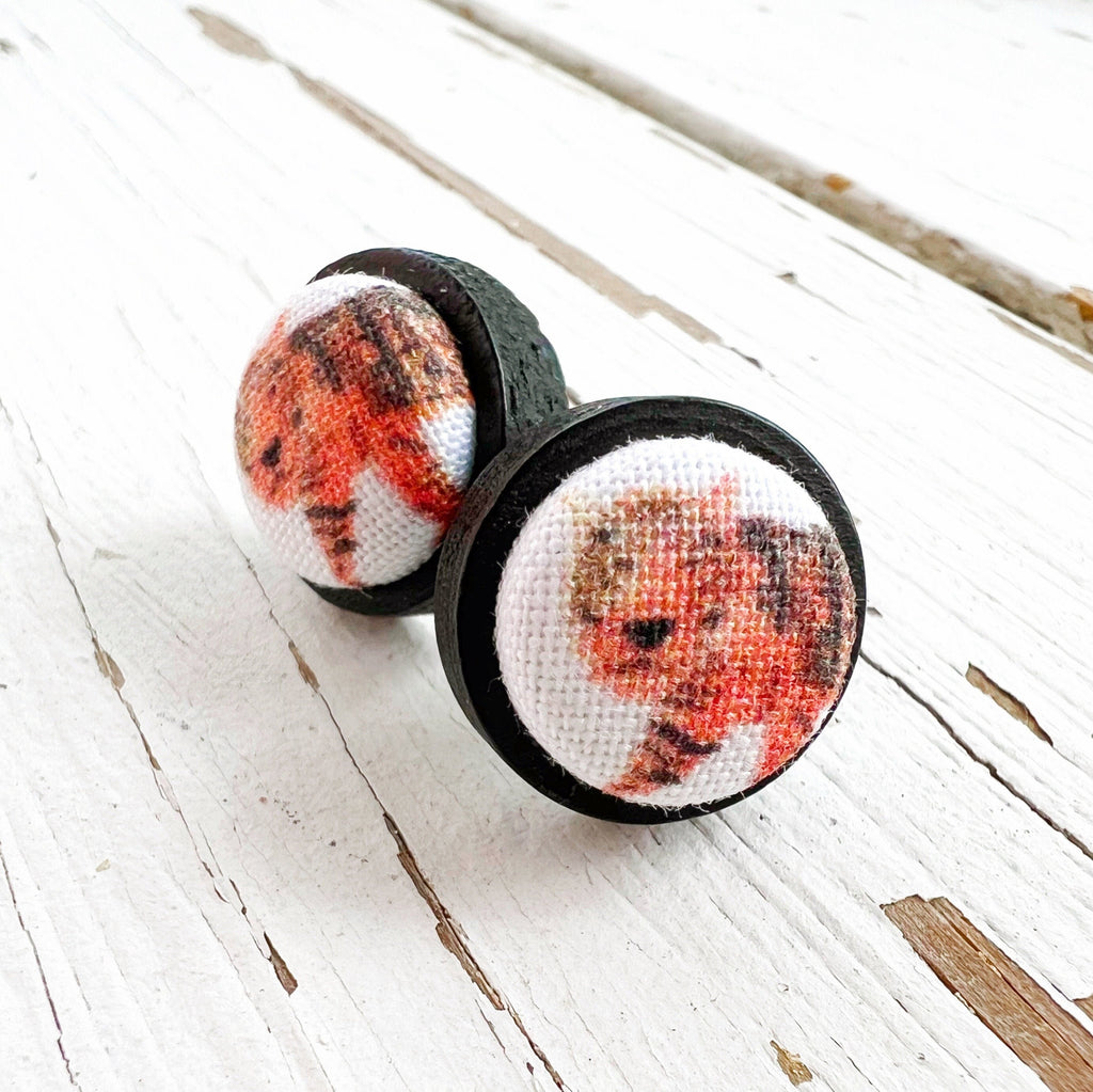 Watercolor Tiger Wooden Stud Earrings 