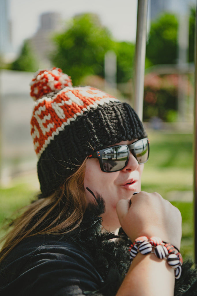 Cincinnati Football Chunky Knit Hat Handmade 