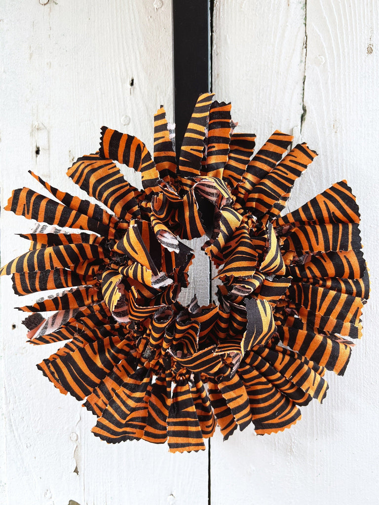 Cincinnati Football Wreaths - Orange & Black Tiger Stripes