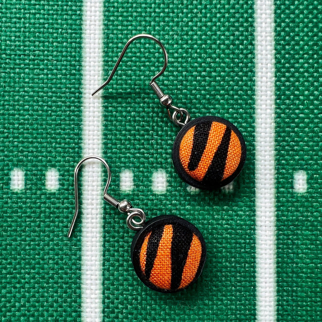 Cincinnati Football Jewelry Tiger Stripe Bezel Stud Earrings