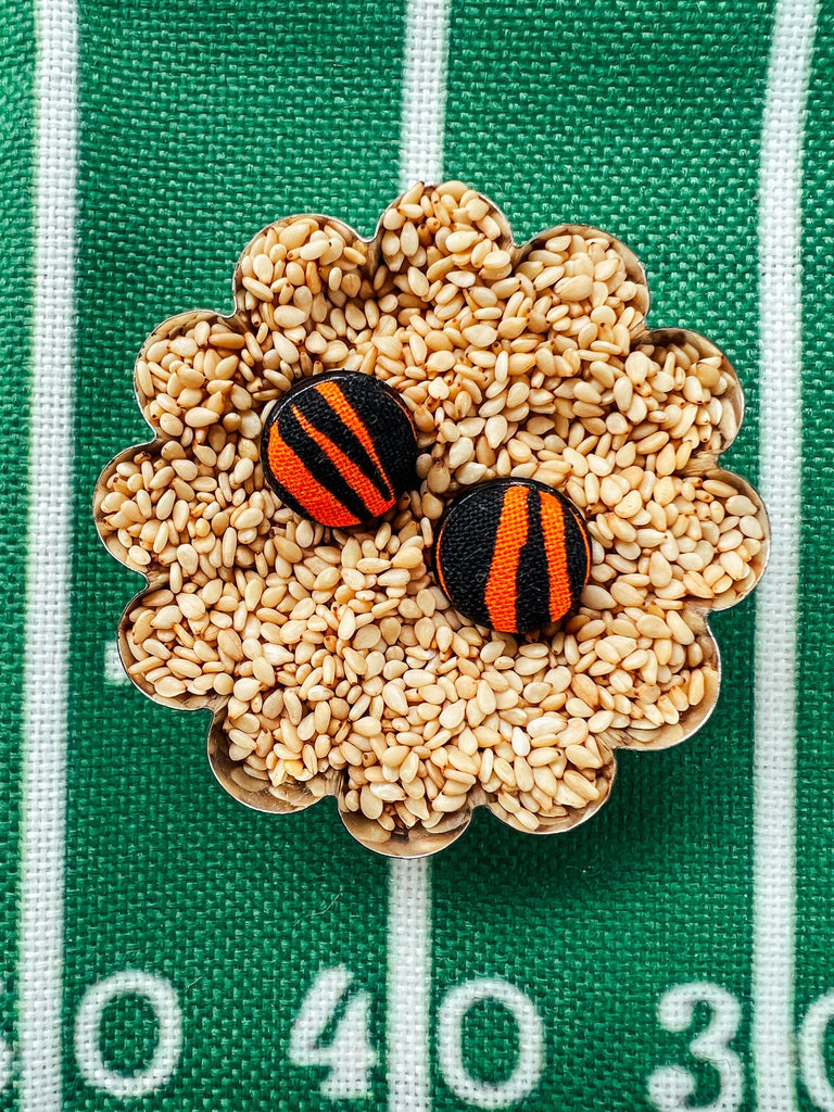 Black And Orange Animal Print Post Earrings