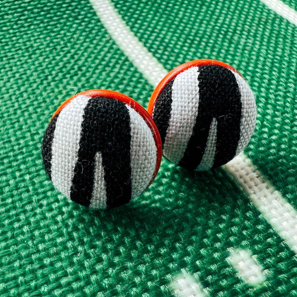 Bengals Jewelry - White Tiger Stripe Stud Earrings 