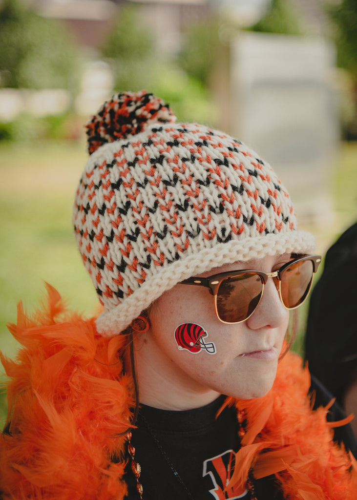 Cincinnati Football Winter Beanie in Black and Orange