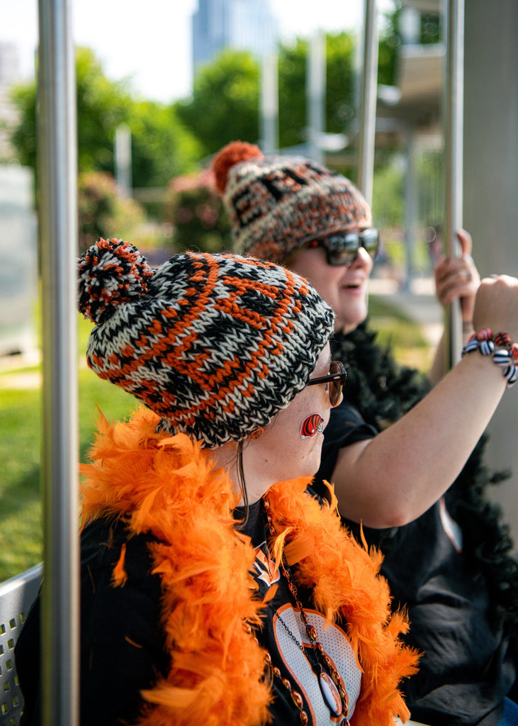 Hand Knit Cincinnati Football Winter Hat For Youth