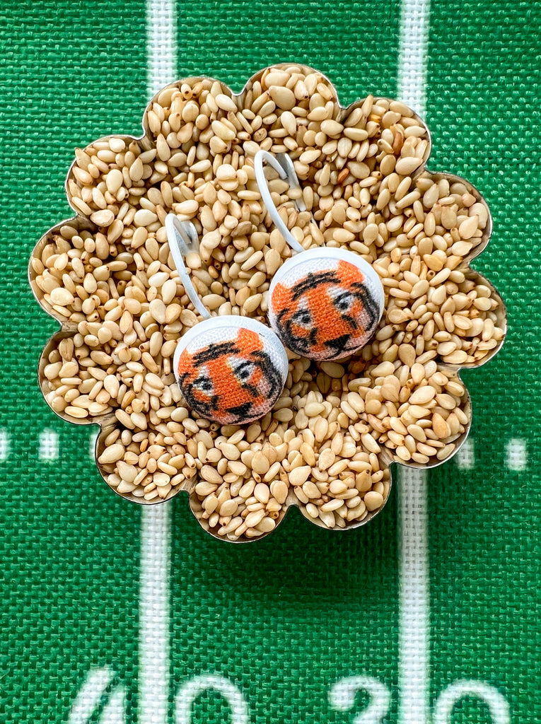 Cincinnati Tiger Face Dangle Earrings