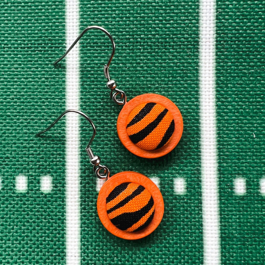 Tiger Stripe Wood Dangle Earrings