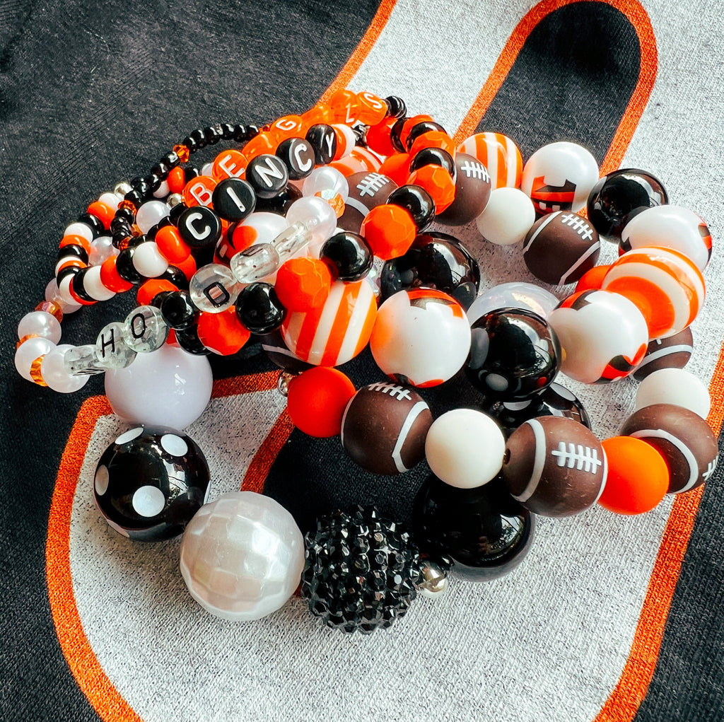 Bracelet Stacks - Cincinnati Football Beaded Bracelet