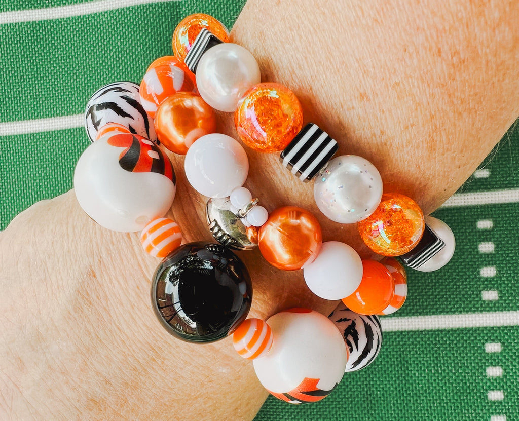 Cincinnati Beaded WHO DEY Football Stacking Bracelets