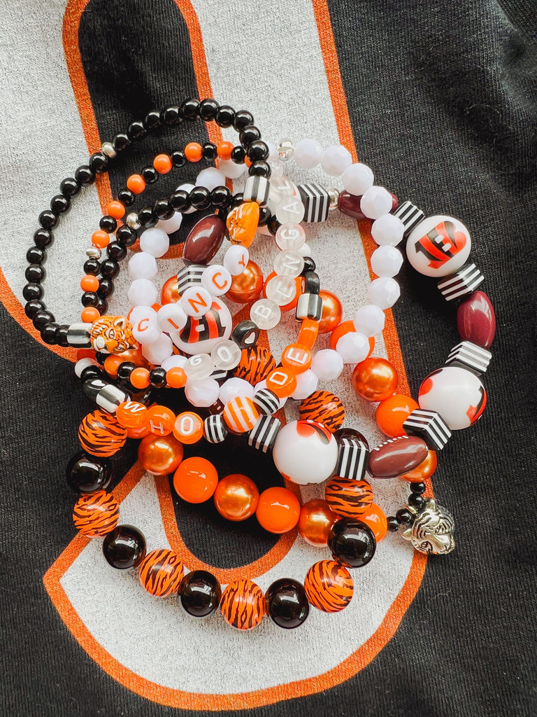 Cincy Football Bracelet Stacks - Beaded Bracelets For Women