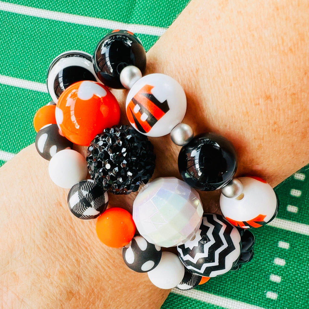 Football Beaded Bracelet Cincinnati Friendship Set