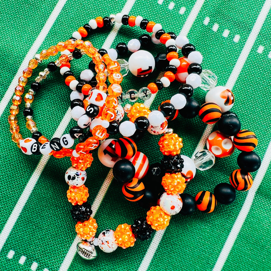  Football Beaded Bracelet With WHO DEY Stacking Bracelets