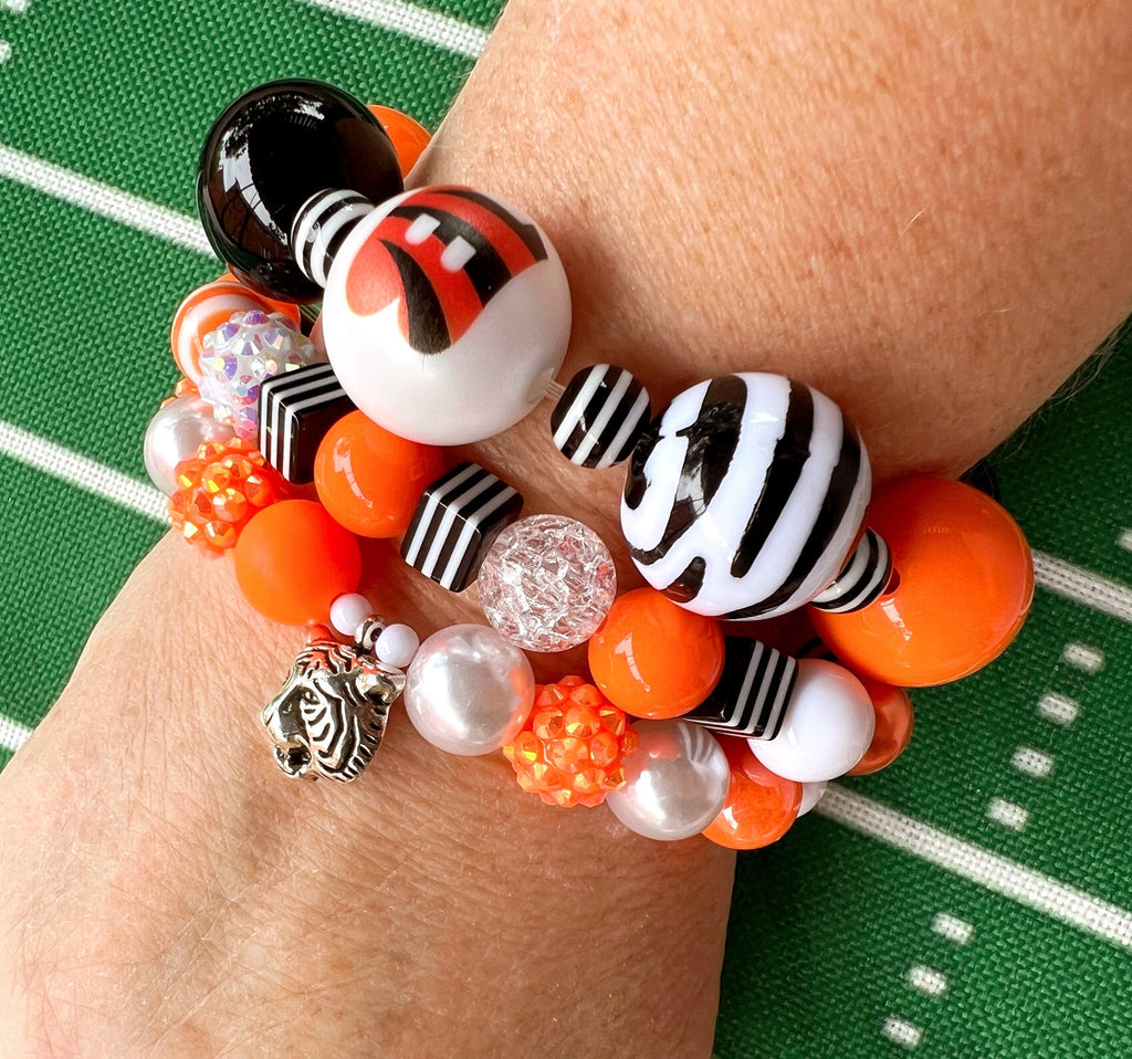 Bracelet Stacks - Football Beaded Bracelet Set - 6 1/2 Inch