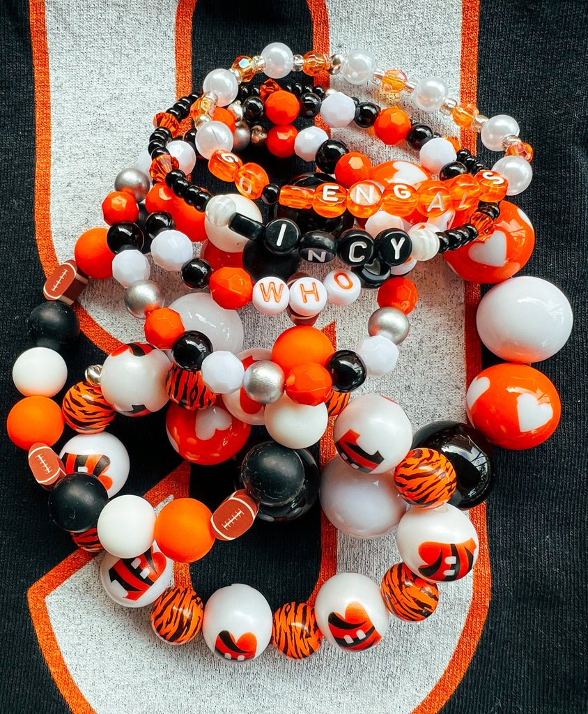 Football Bracelet Set - Cincinnati Stacking Bracelets