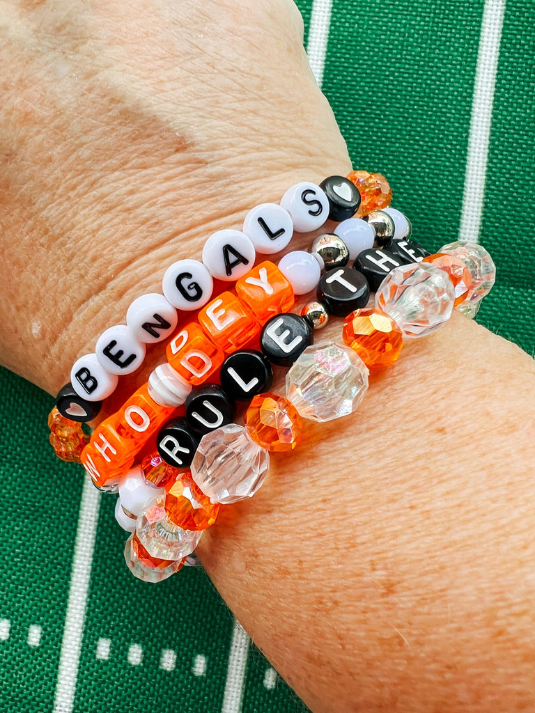 Cincy Football Beaded Football Stacking Bracelets - SET 9